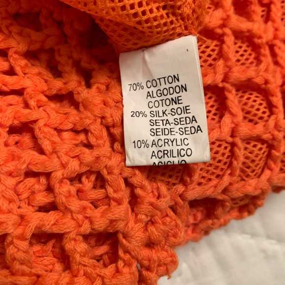 ORANGE CROCHET COTTON/SILK TOP - S? - Picture 6 of 14